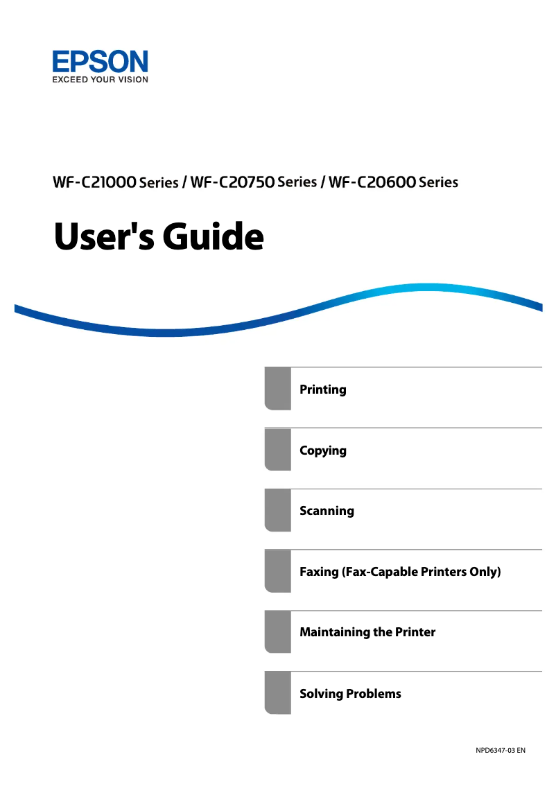 Image de la première page du manuel de l'appareil WorkForce WF-C21000