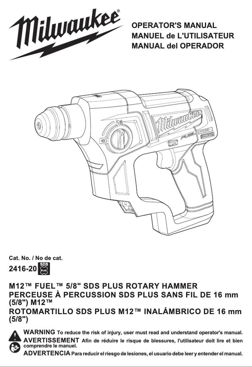 Page n°1 - Manuel utilisateur Milwaukee 2416-20
