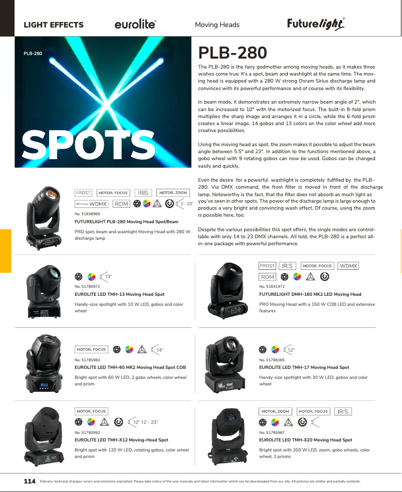 Page 1 de la notice Catalogue Eurolite LED TMH-17