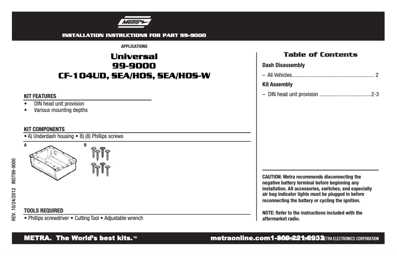 Image de la première page du manuel de l'appareil 99-9000