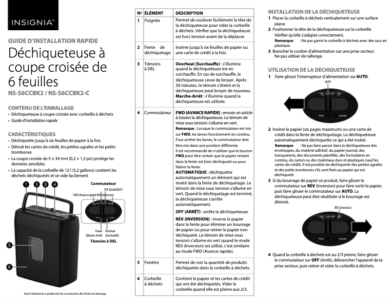 Page n°1 - Manuel utilisateur Insignia NS-S6CCBK2