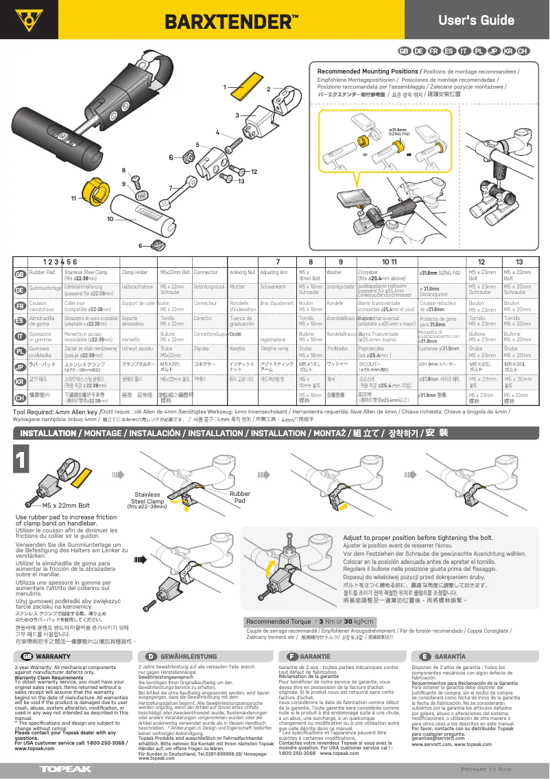 Image de la première page du manuel de l'appareil BARXTENDER