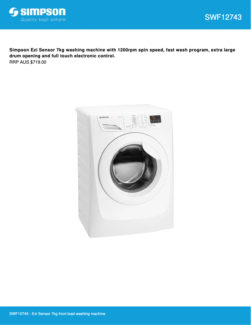 Página 1 del manual Ficha técnica Simpson SWF12743