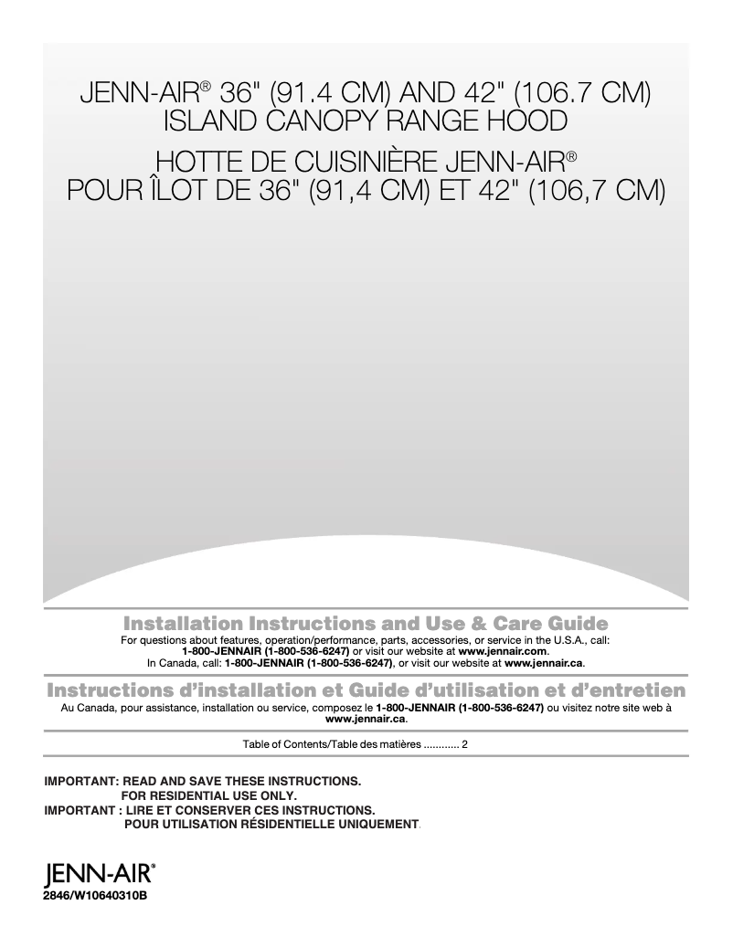Page n°1 - Manuel d'utilisation et d'entretien JennAir JXI8742DS
