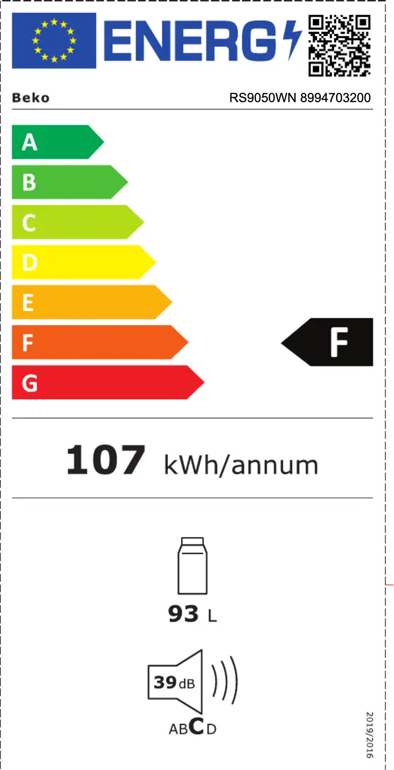 Page n°1 - Label énergétique Beko RS9050WN