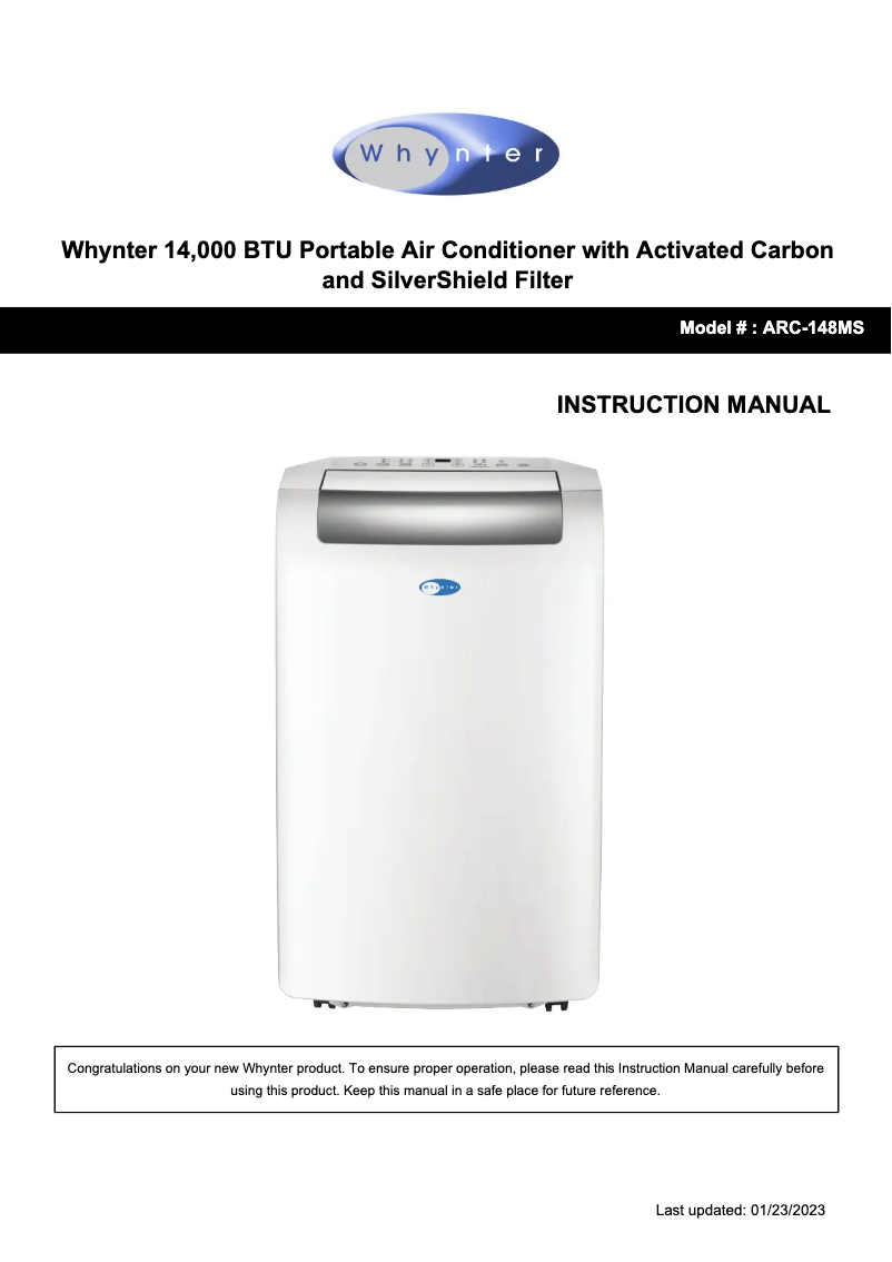Page n°1 - Manuel utilisateur Whynter ARC-148MS