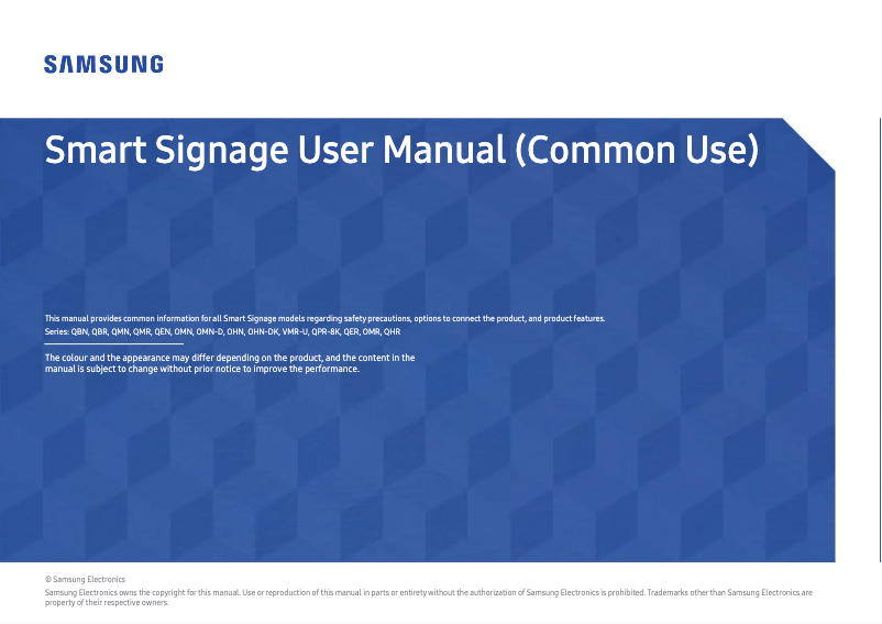 Page 1 de la notice Manuel utilisateur Samsung LH50QMREBGCX