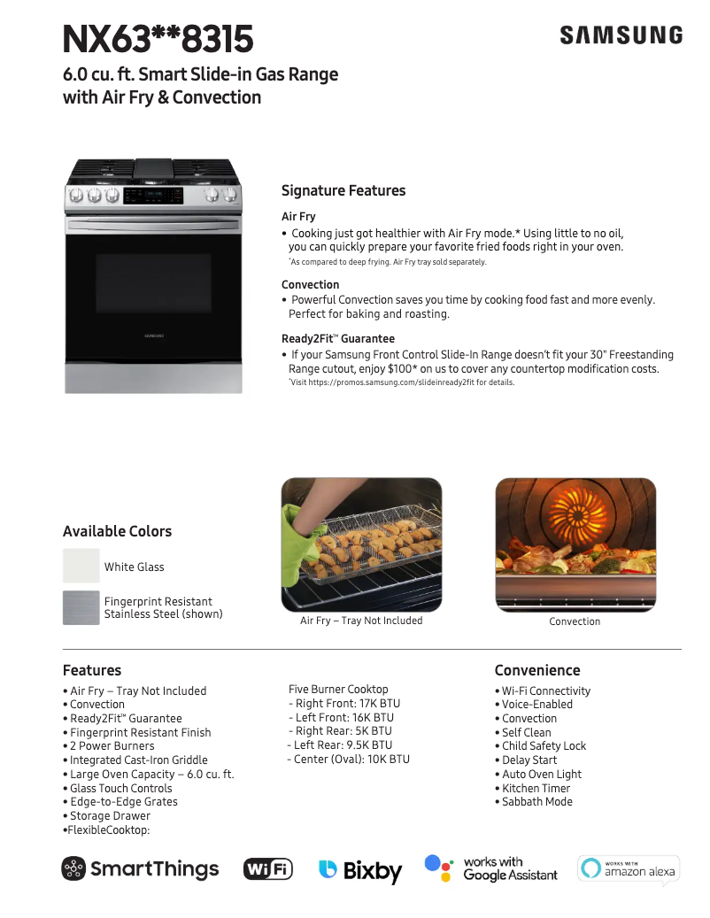 Página 1 del manual Ficha técnica Samsung NX60BG8315SS