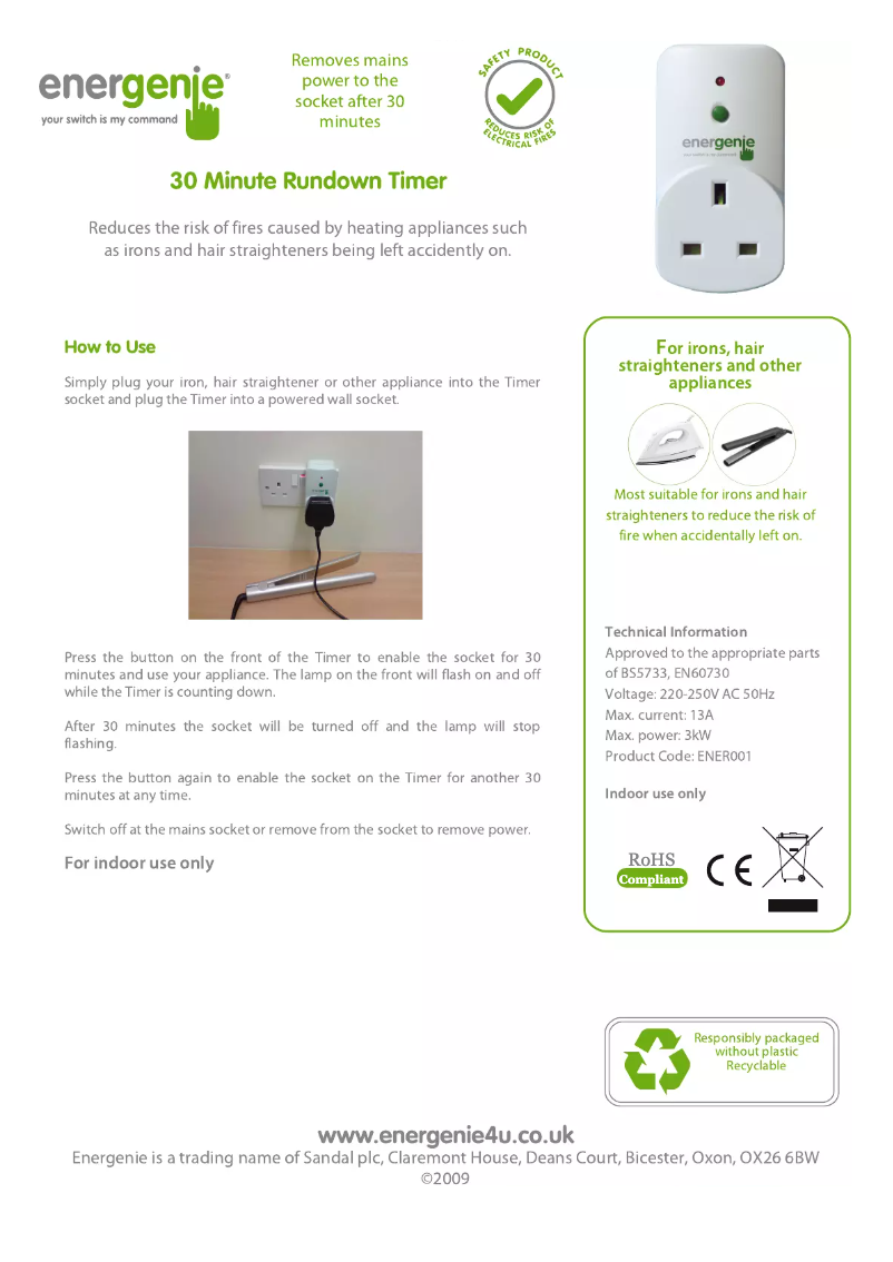 Image de la première page du manuel de l'appareil ENER001