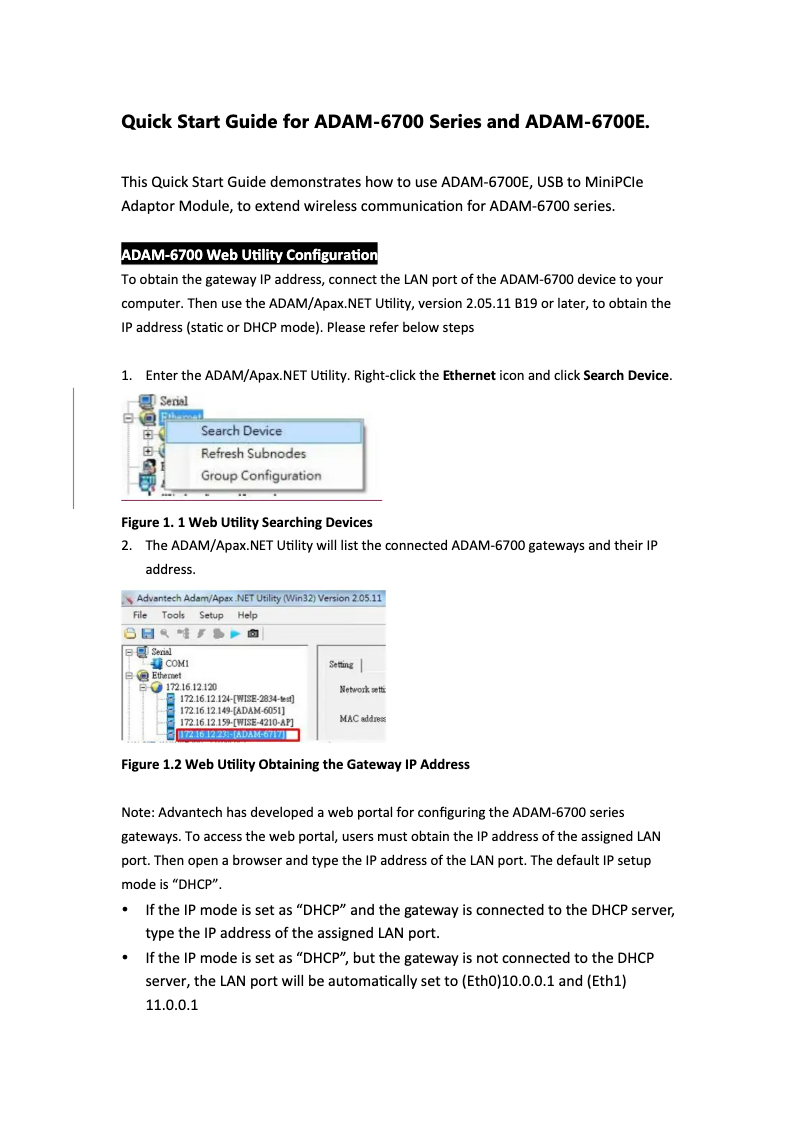 Page 1 de la notice Manuel utilisateur Advantech ADAM-6700E-A