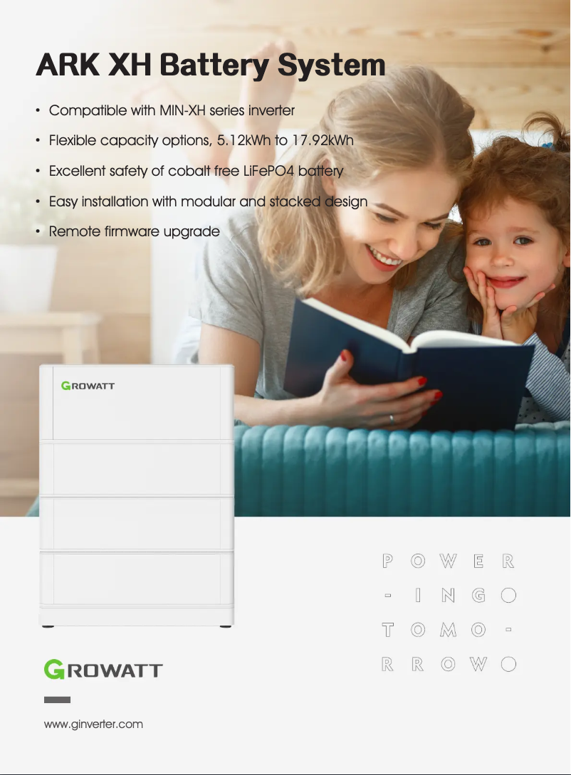 Page 1 de la notice Fiche technique Growatt ARK 5.12~25.6XH-A1