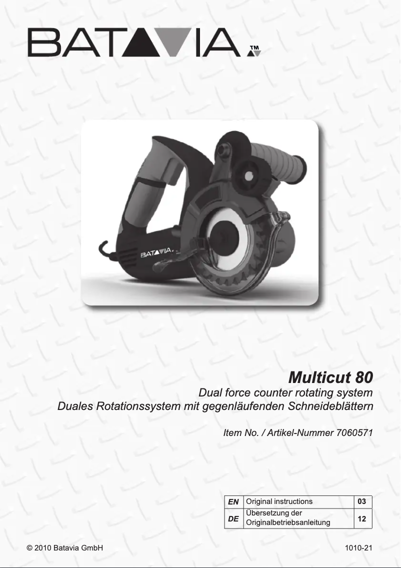 Page 1 de la notice Manuel utilisateur Batavia Multicut 80