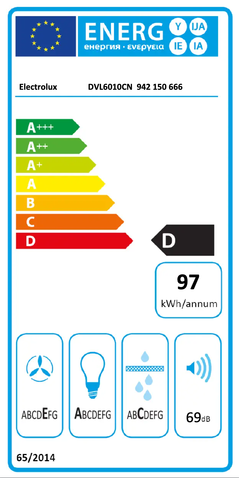 Page n°1 - Label énergétique Electrolux DVL6010CN
