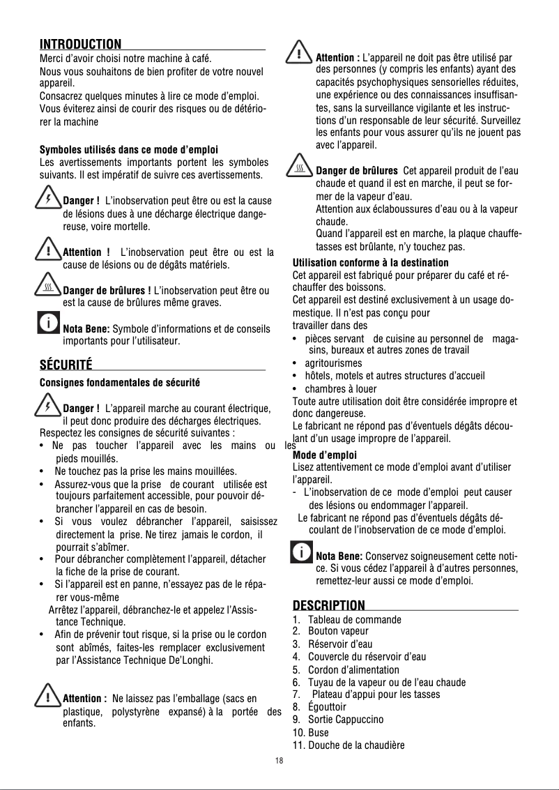 Page 1 de la notice Manuel utilisateur DeLonghi Icona Vintage ECOV 310