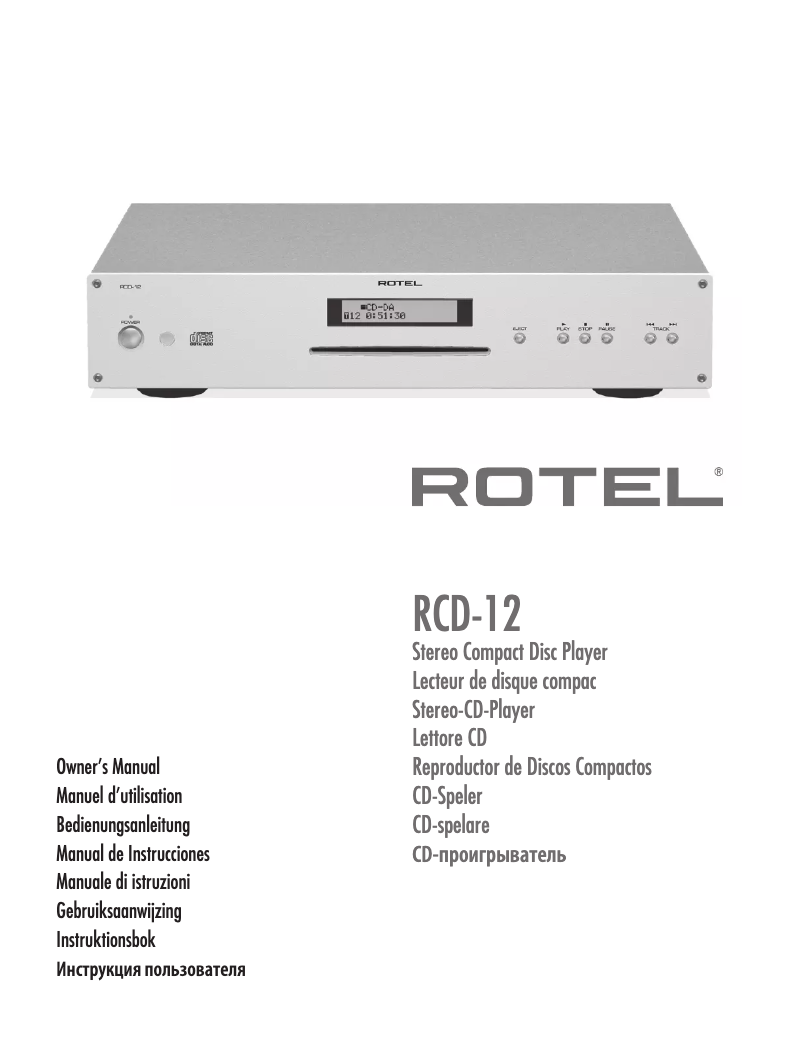 Page 1 de la notice Manuel utilisateur Rotel RCD-12