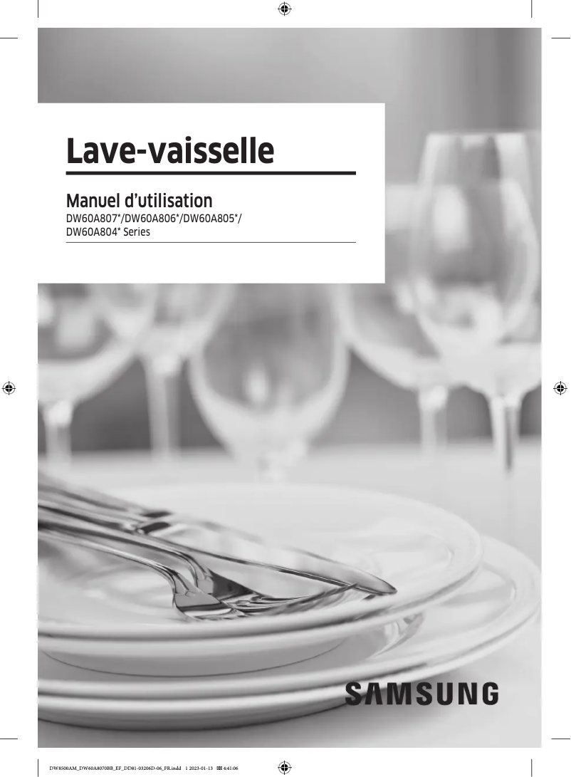 Page 1 de la notice Manuel utilisateur Samsung DW60A8060BB