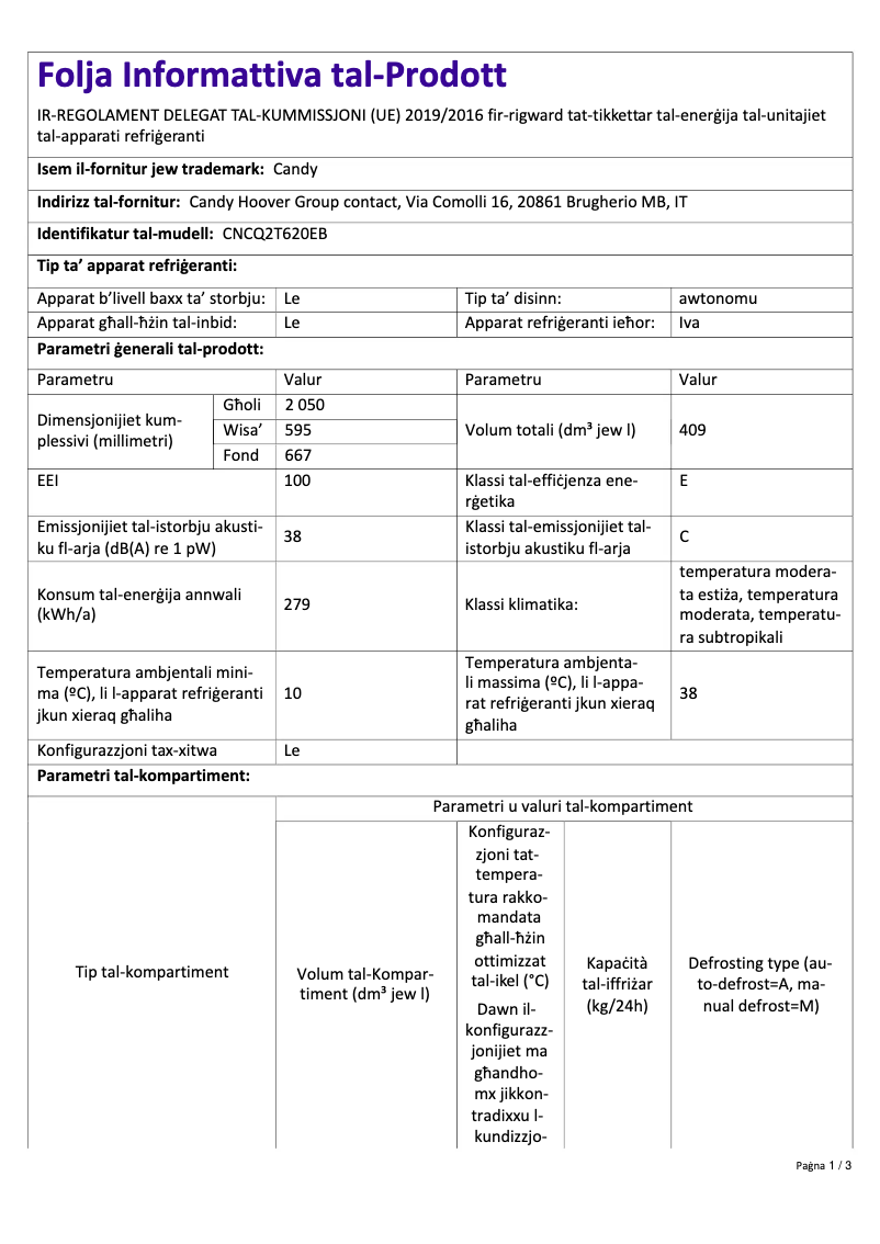 Image de la première page du manuel de l'appareil CNCQ2T620EB