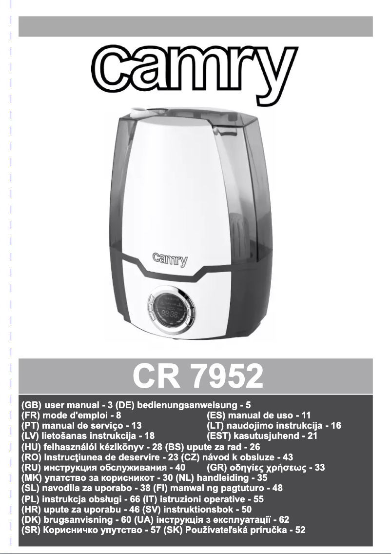 Page 1 de la notice Manuel utilisateur Camry CR 7952