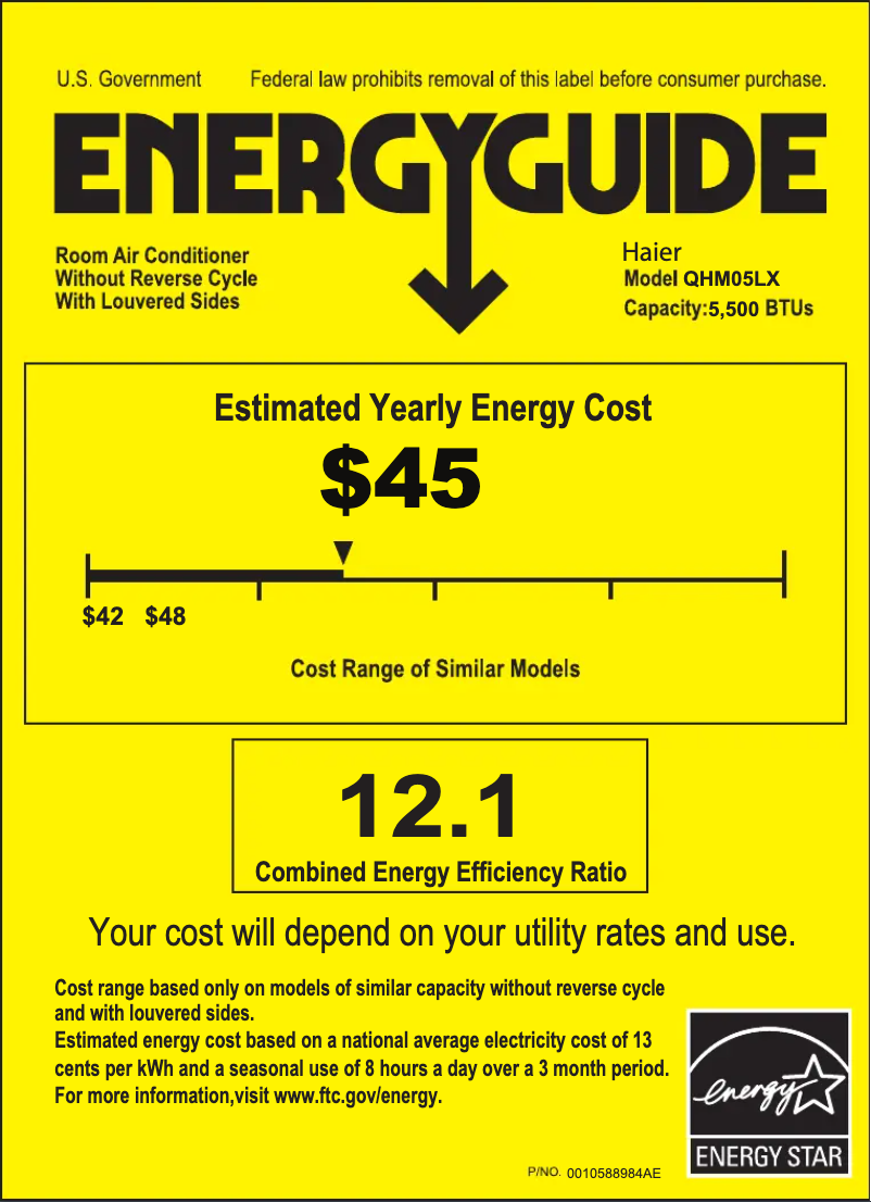 Page 1 de la notice Label énergétique Haier QHM05