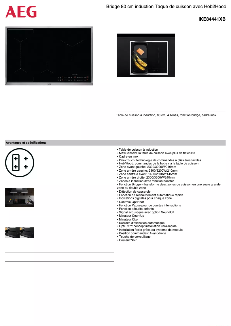 Page n°1 - Fiche technique AEG IKE84441XB