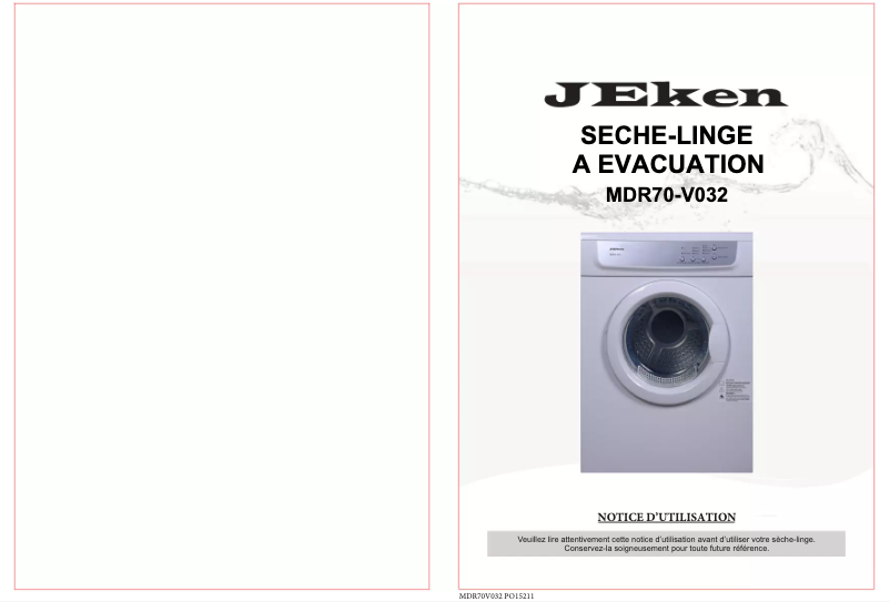 Image de la première page du manuel de l'appareil MDR70-V032