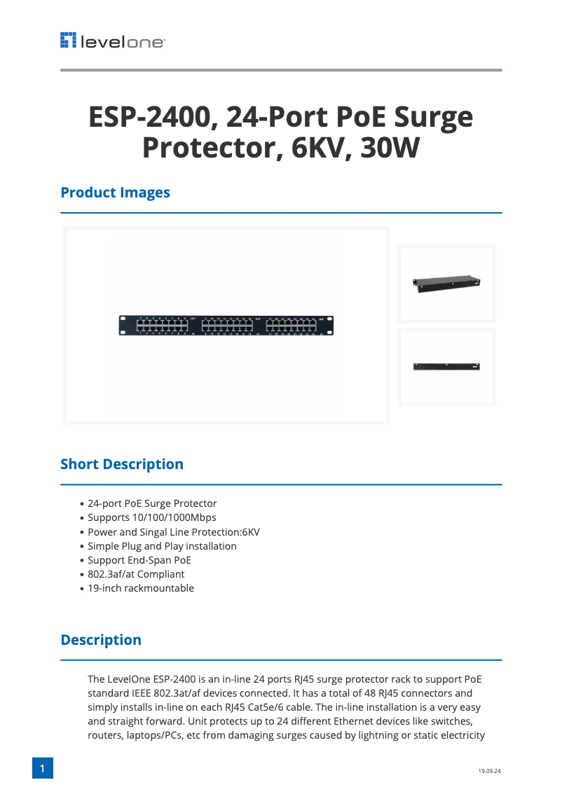 Image de la première page du manuel de l'appareil ESP-2400