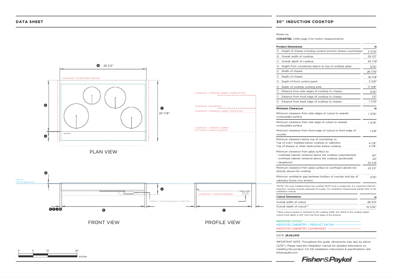 Page n°1 - Fiche technique Fisher & Paykel CI304DTB2