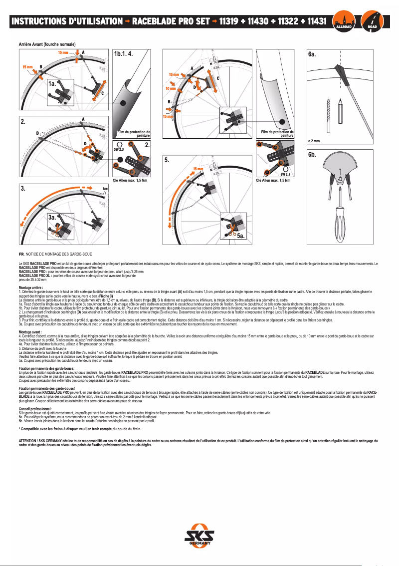 Page 1 de la notice Manuel utilisateur SKS RACEBLADE PRO 
