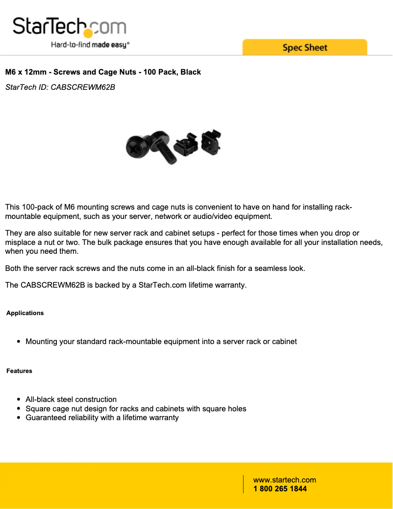 Page 1 de la notice Manuel utilisateur StarTech.com CABSCREWM62B