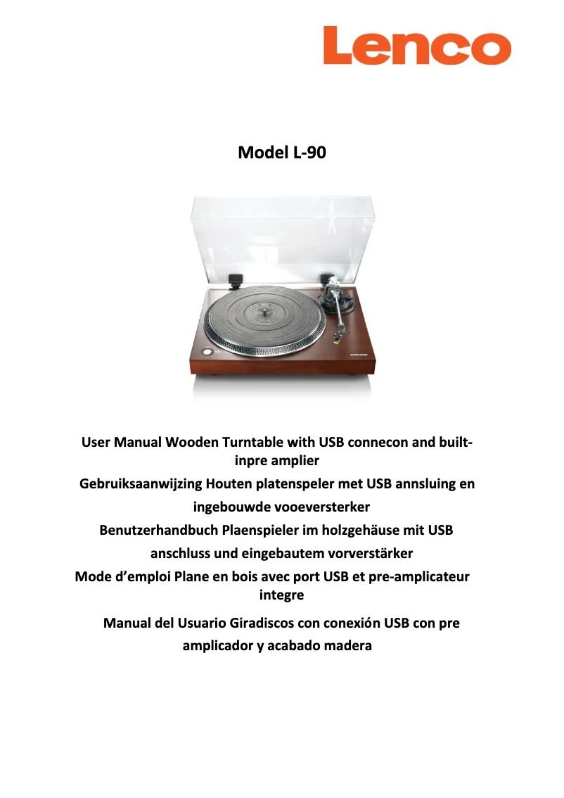 Page 1 de la notice Manuel utilisateur Lenco L-90