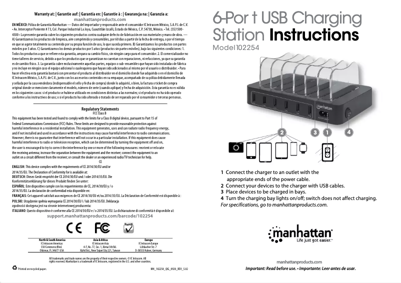 Page n°1 - Manuel utilisateur Manhattan 102254