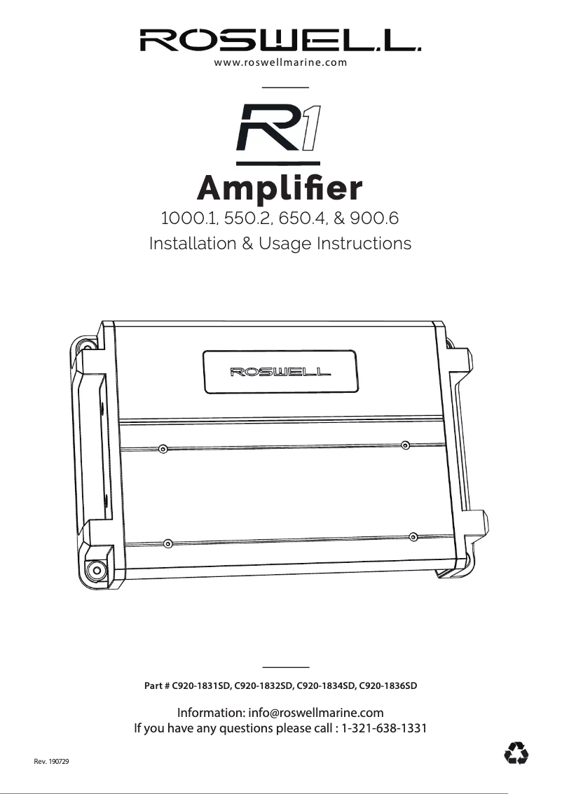 Page 1 de la notice Manuel utilisateur Roswell R1 900.6