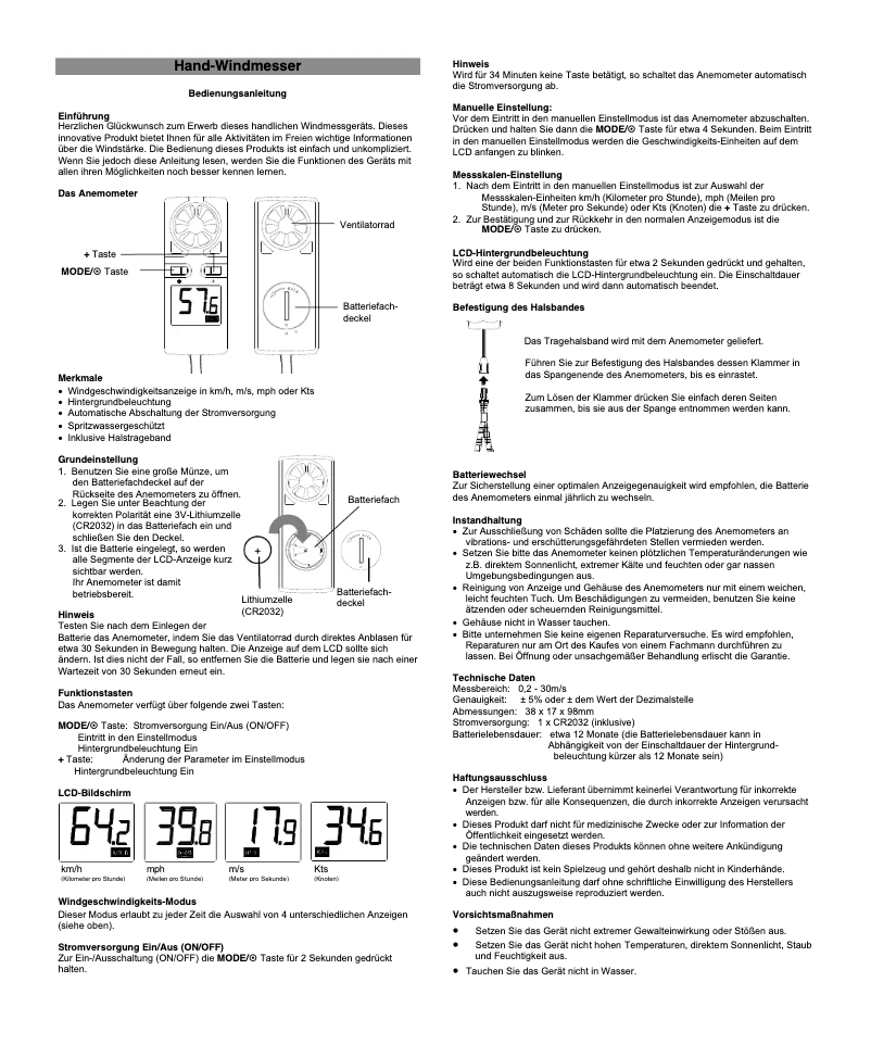 Page 1 de la notice Manuel utilisateur Techno Line EA 3000