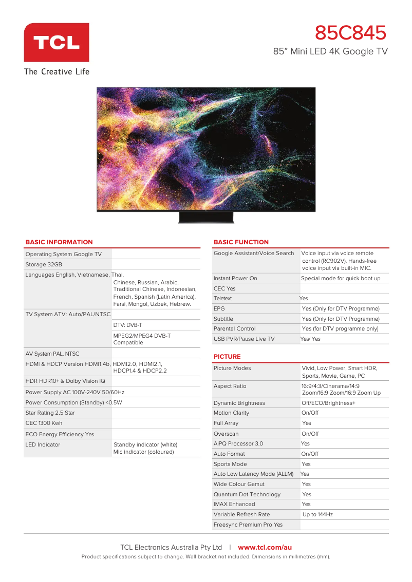 Imagen de la primera página del manual del dispositivo 85C845