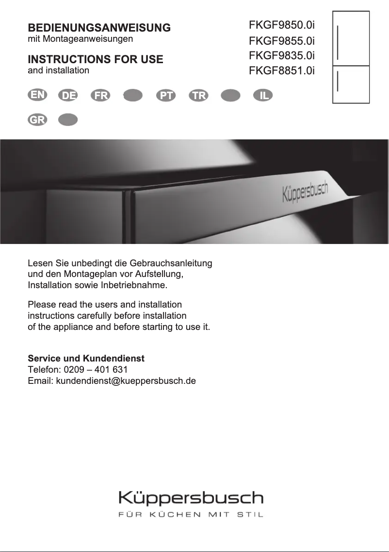 Page 1 de la notice Manuel utilisateur Küppersbusch FKGF8851.0i