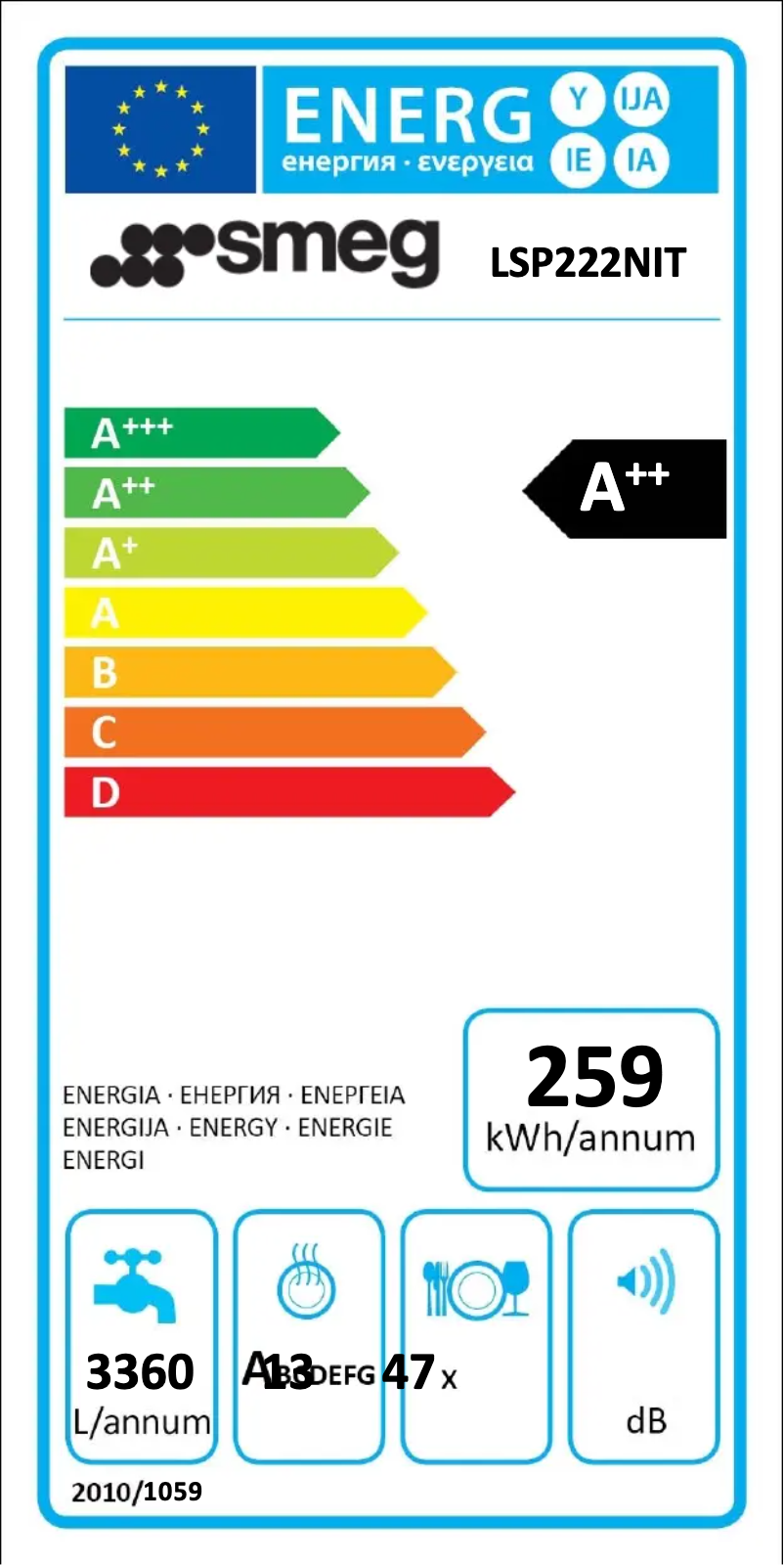 Page 1 de la notice Manuel utilisateur Smeg LSP222NIT