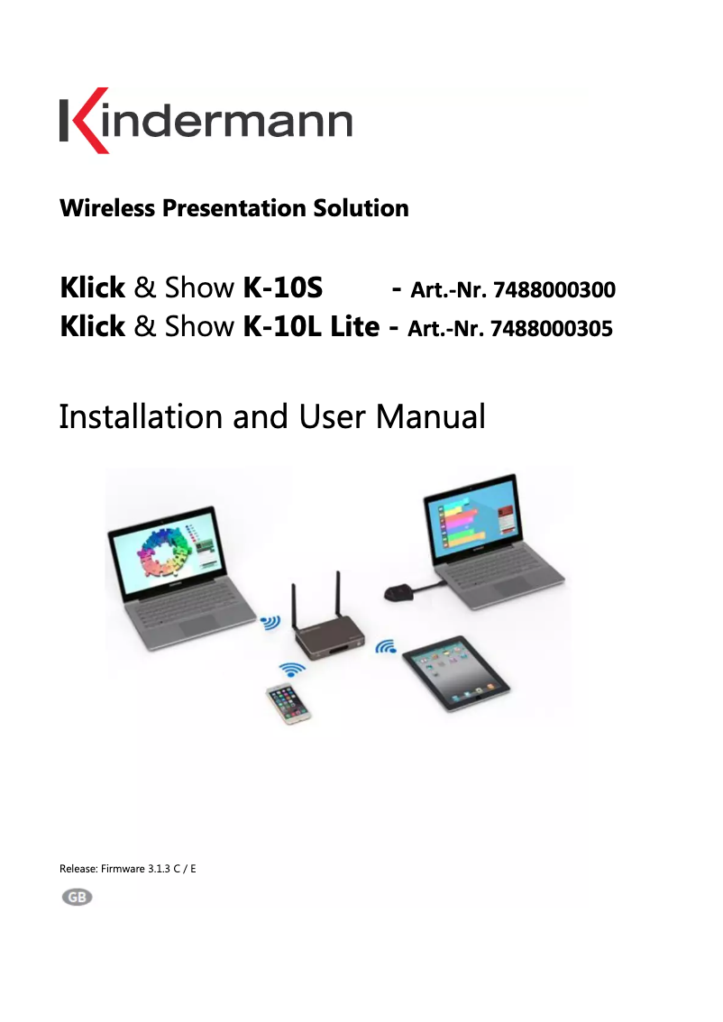 Page 1 de la notice Manuel utilisateur Kindermann  Klick & Show K-10L Lite