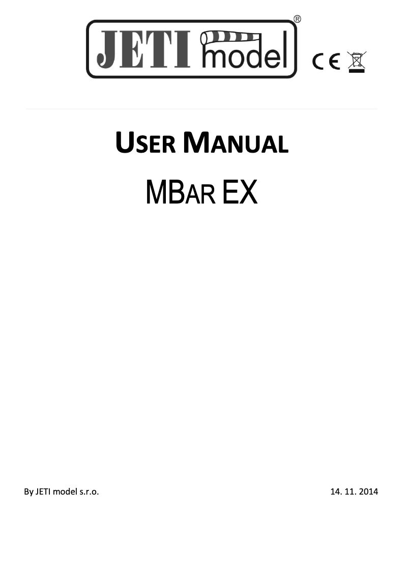Page n°1 - Manuel utilisateur JETI JEX-MB