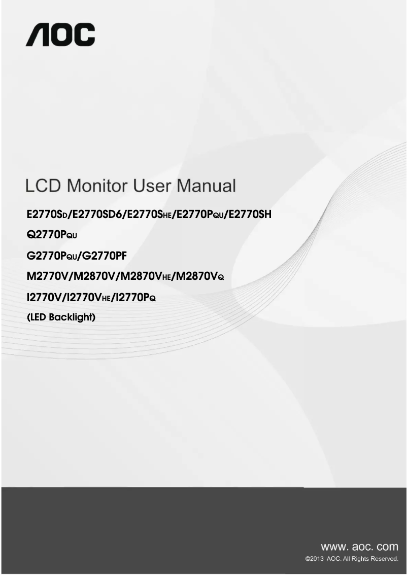 Page 1 de la notice Manuel utilisateur AOC G2790PX