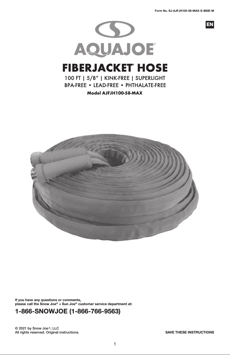 Página 1 del manual Manual de usuario Aqua Joe AJFJH100-58-MAX