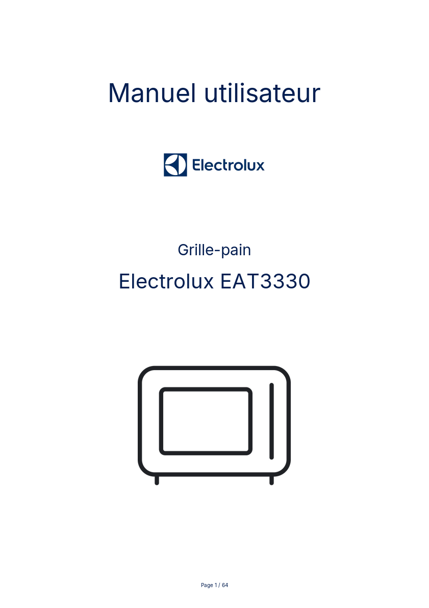 Image de la première page du manuel de l'appareil EAT3330