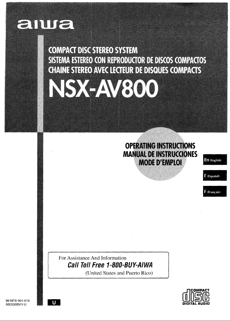 Image de la première page du manuel de l'appareil NSX-AV800