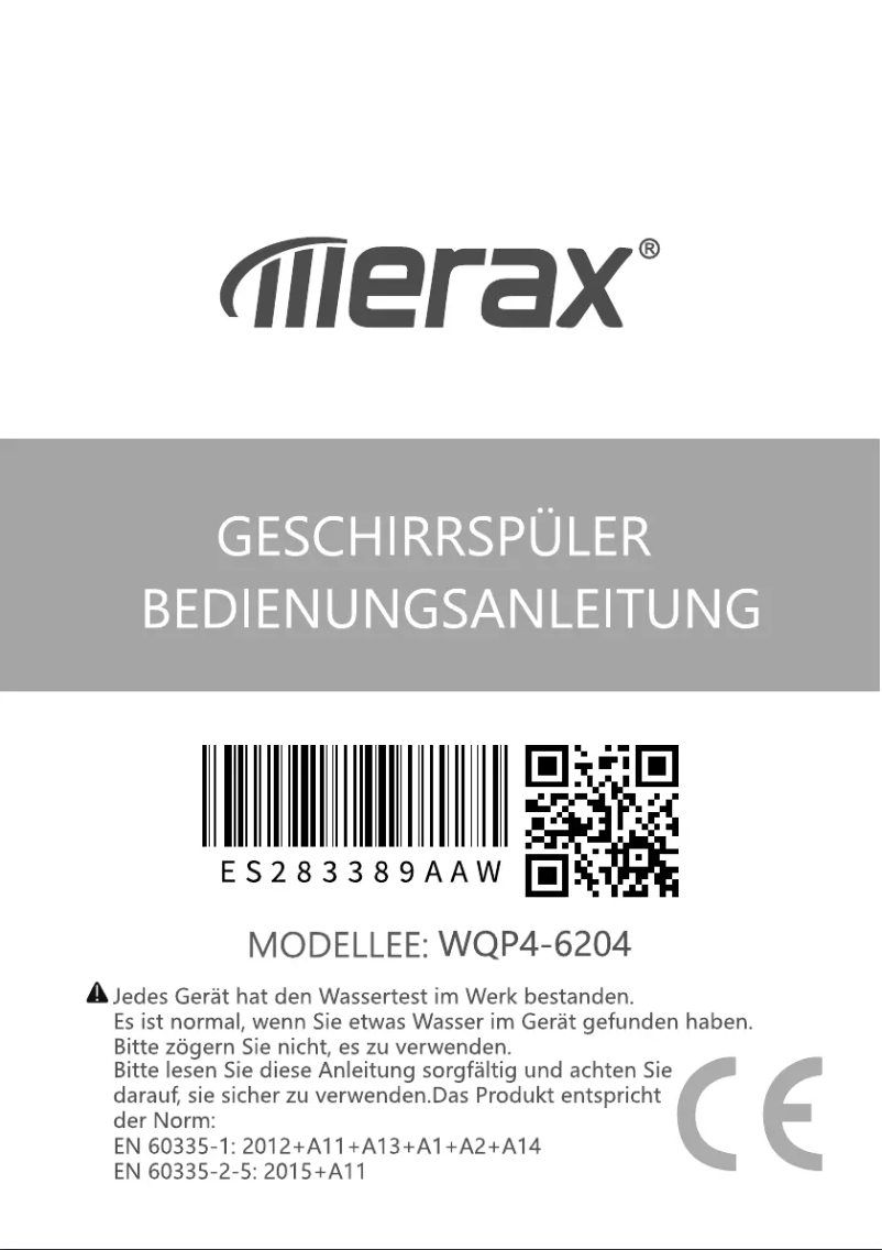 Page n°1 - Manuel utilisateur Merax WQP4-6204