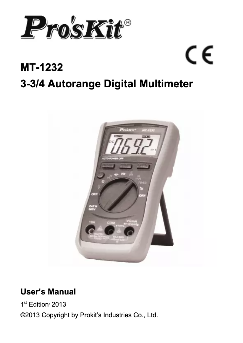 Page n°1 - Manuel utilisateur Pro'sKit MT-1232