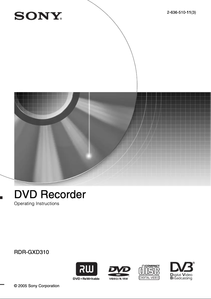 Página 1 del manual Manual de usuario Sony RDR-GXD310