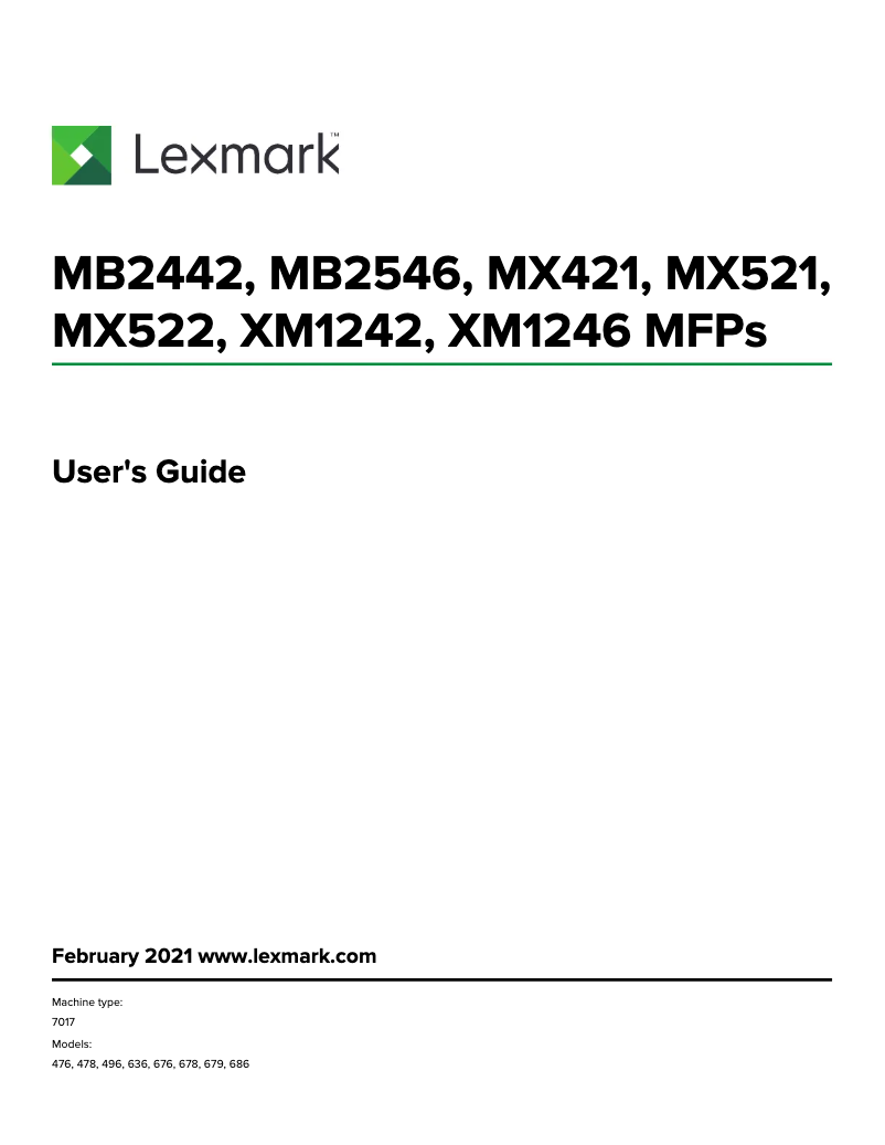 Page 1 de la notice Manuel utilisateur Lexmark XM1246
