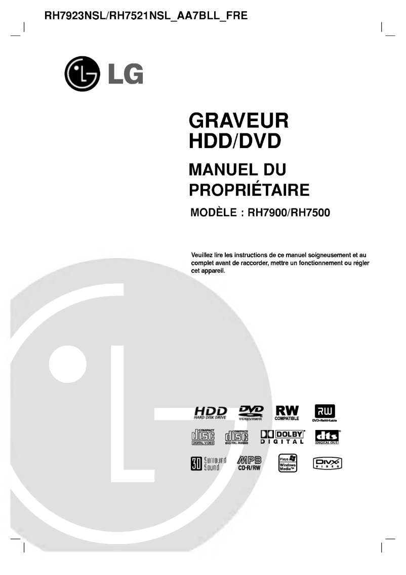 Page 1 de la notice Manuel utilisateur LG RH7521CP1L
