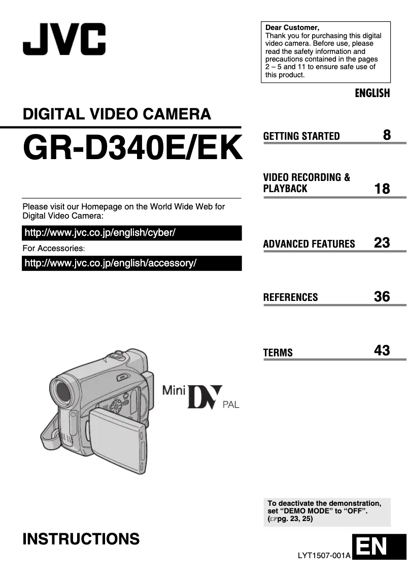 Page n°1 - Manuel utilisateur JVC GR-D340EK