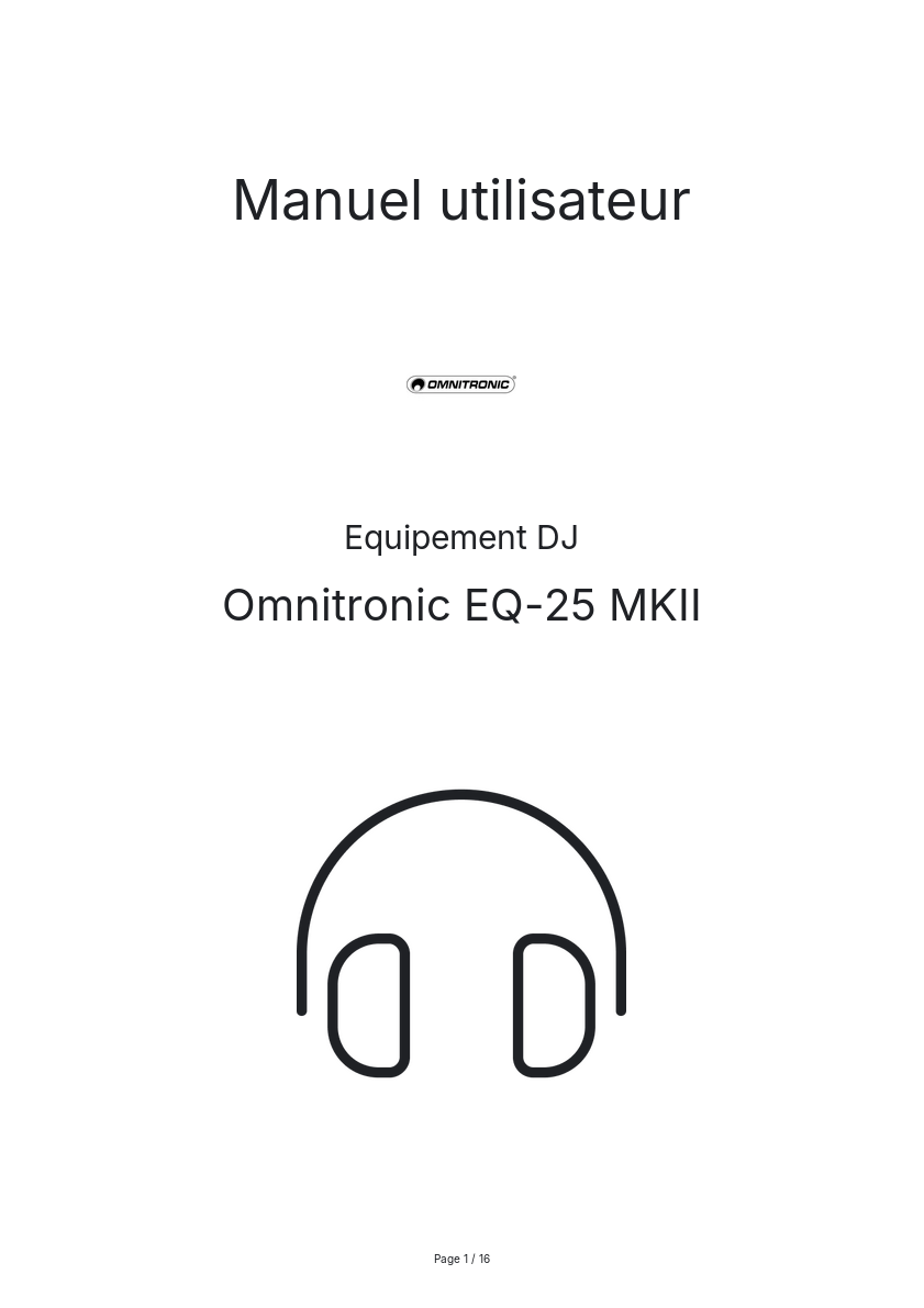 Page n°1 - Manuel utilisateur Omnitronic EQ-25 MKII
