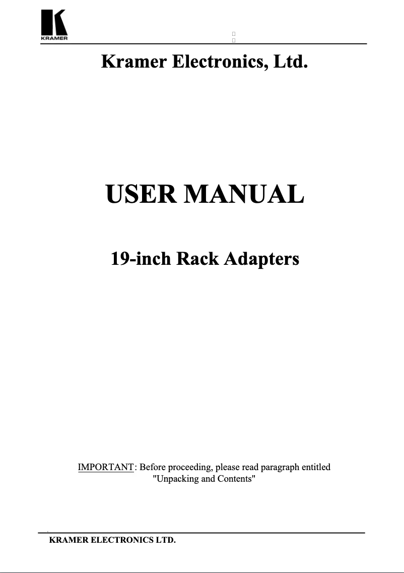 Página 1 del manual Manual de usuario Kramer RK-10